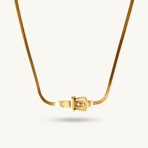 Golden Cube Lock Pendant Necklace