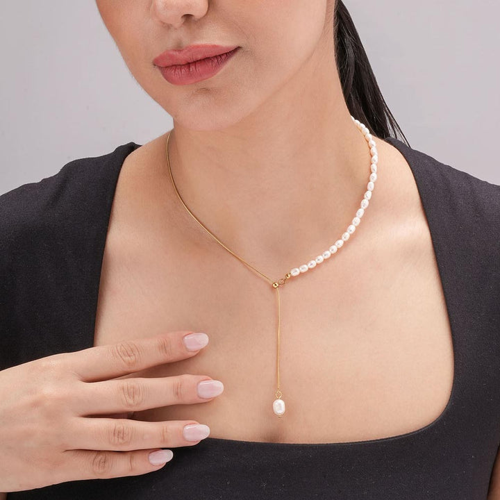Luxe Pearl Lariat Necklace