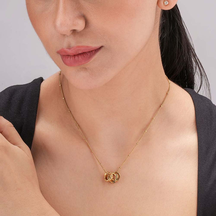 Textured Gold Chain with Twisted Ring Pendant