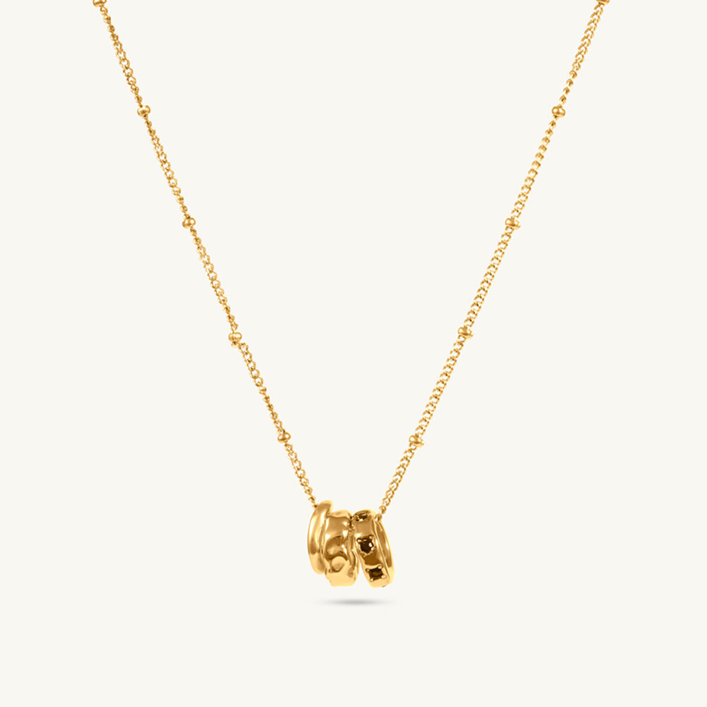 Textured Gold Chain with Twisted Ring Pendant