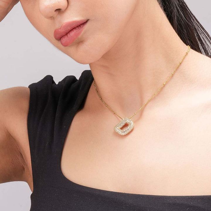 Bold Initial "D" Pendant Necklace