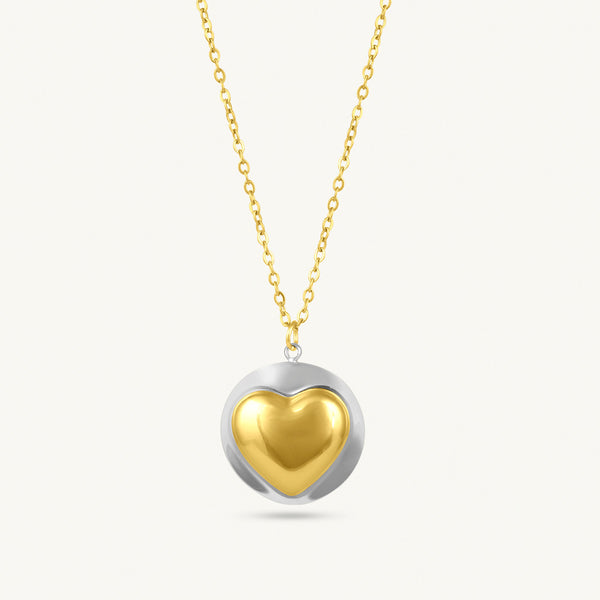 Statement Heart Circle Pendant Necklace