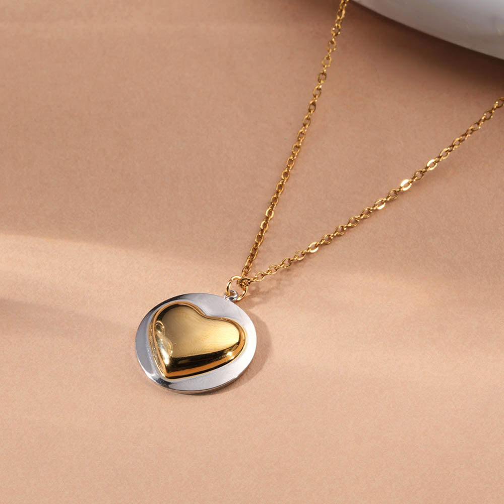 Statement Heart Circle Pendant Necklace - view 3