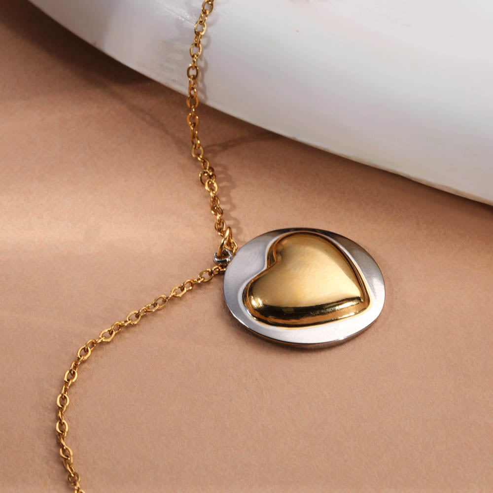 Statement Heart Circle Pendant Necklace - view 4