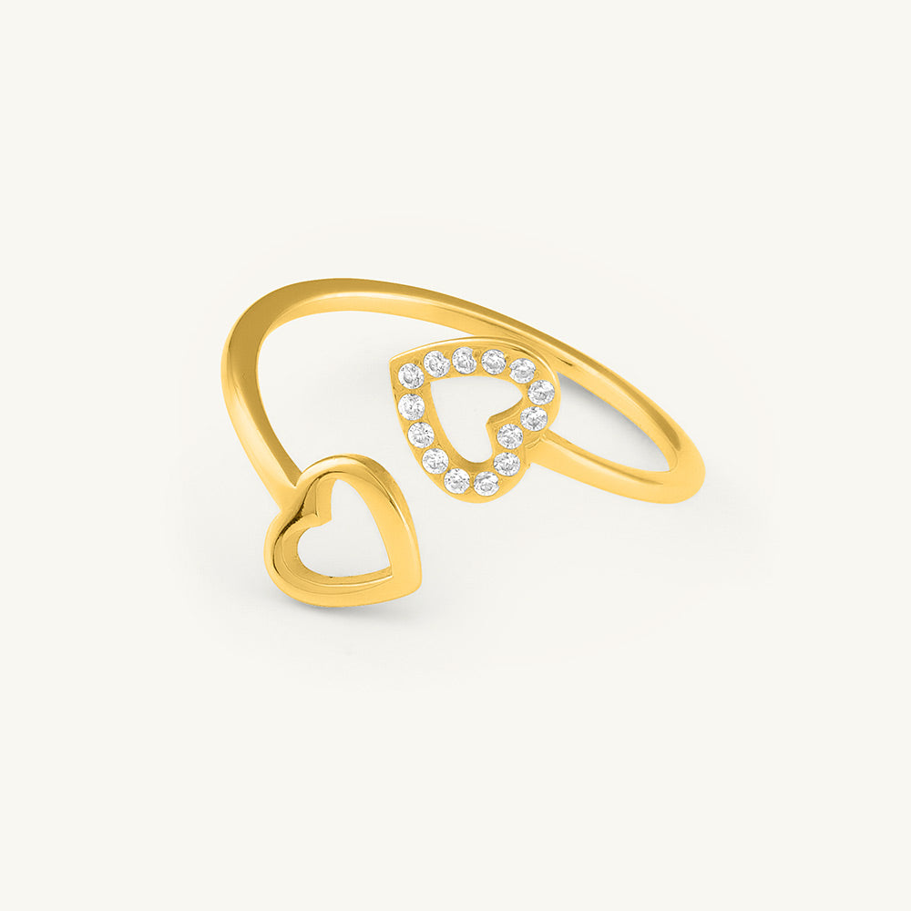 Modern Open Heart Golden Ring