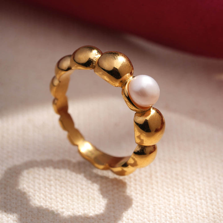 Golden Bubble Pearl Ring - 4