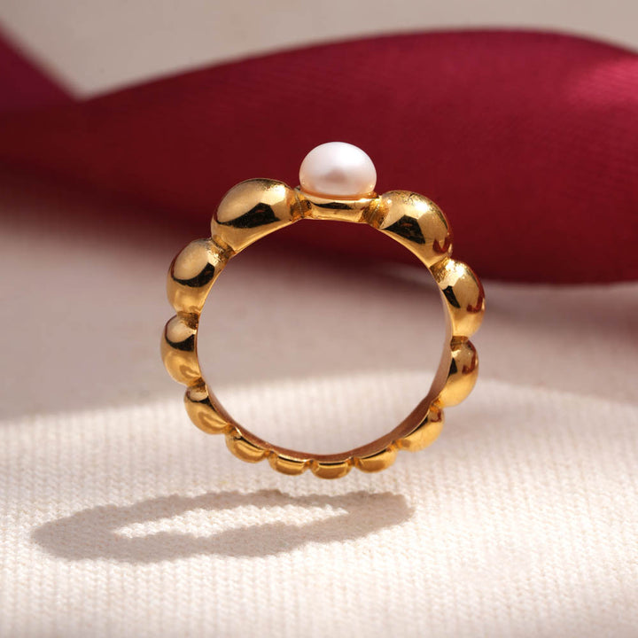 Golden Bubble Pearl Ring - 3