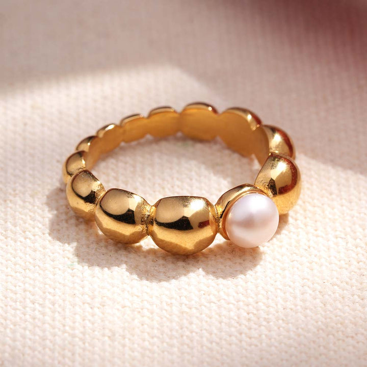 Golden Bubble Pearl Ring - 2