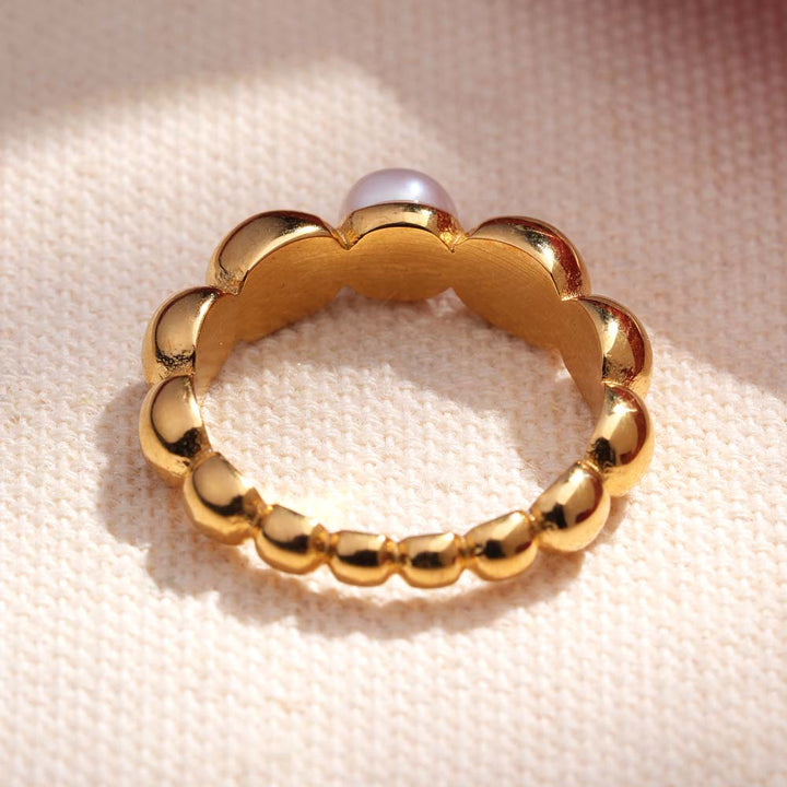 Golden Bubble Pearl Ring - 1