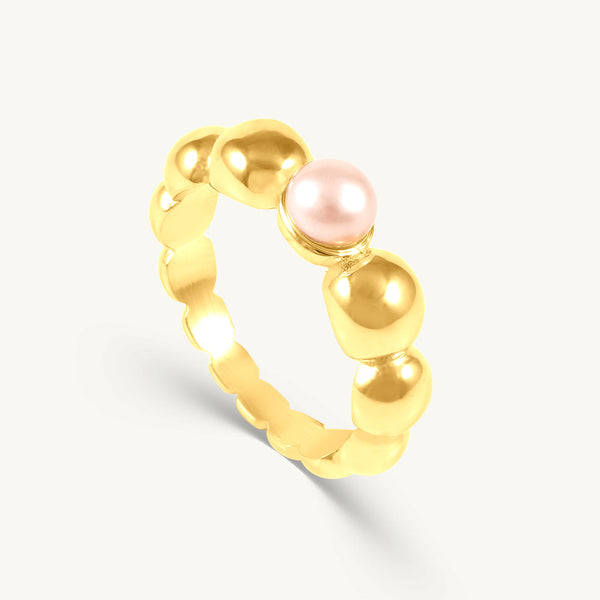 Golden Bubble Pearl Ring