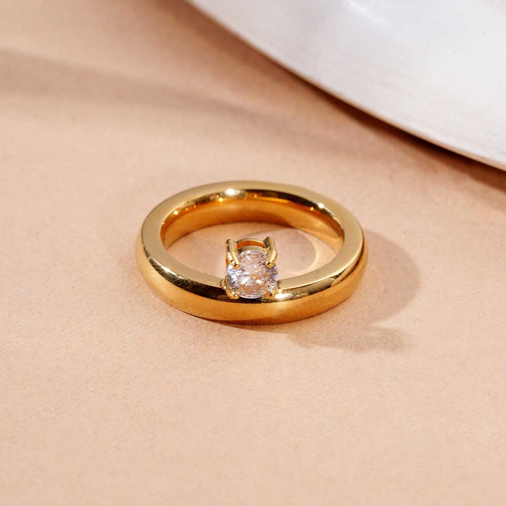 Sculpted Band with Stone Ring - view 4