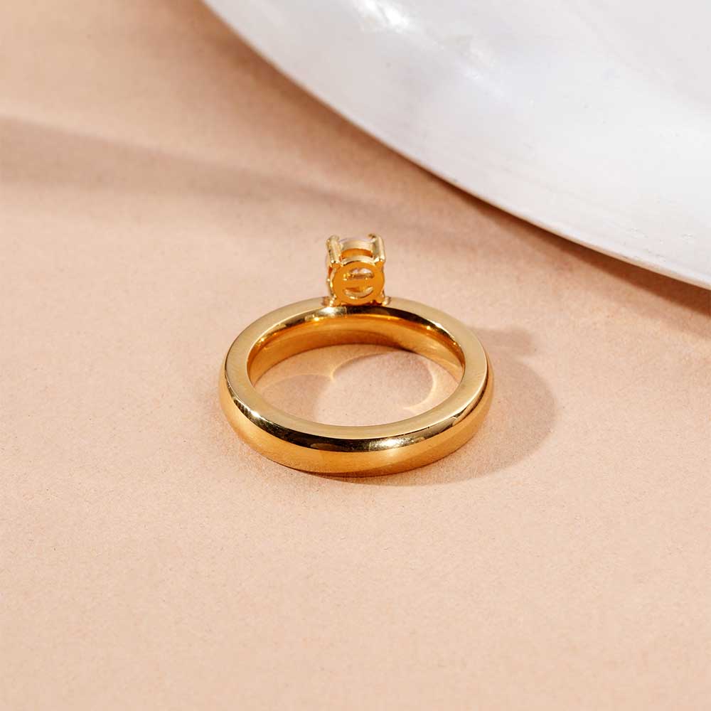 Sculpted Band with Stone Ring - view 5