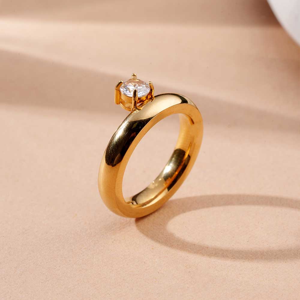 Sculpted Band with Stone Ring - view 3