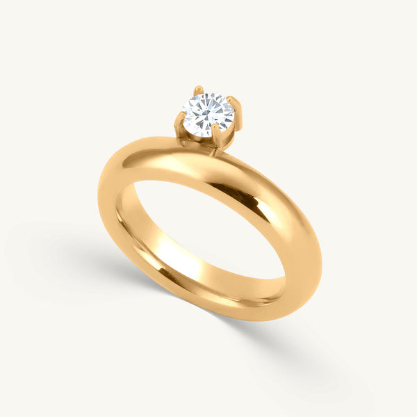 Sculpted Band with Stone Ring