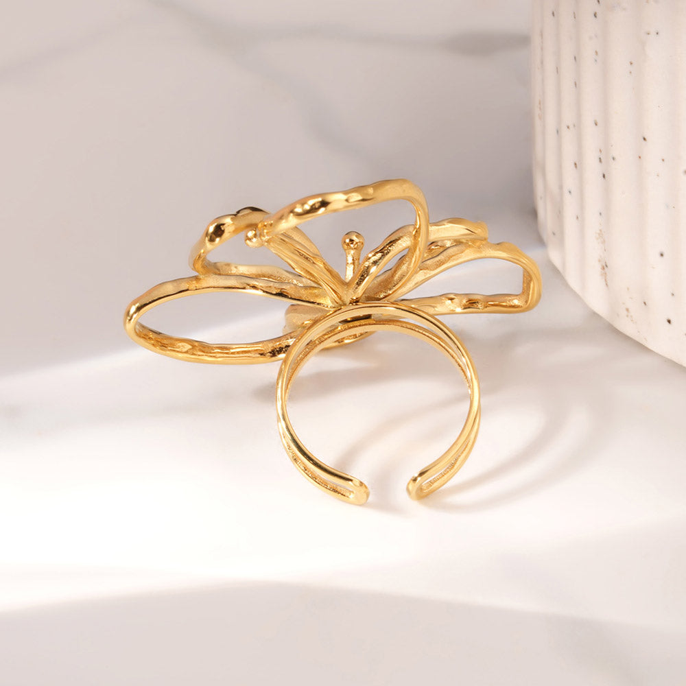Abstract Floral Open Ring - view 5
