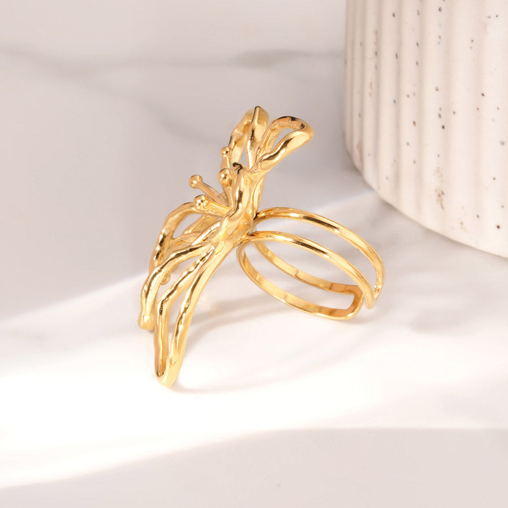 Abstract Floral Open Ring - view 4