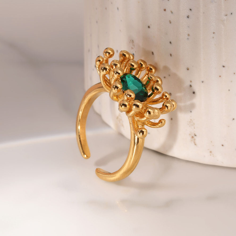 Gold Bust CZ Stone Ring - view 6