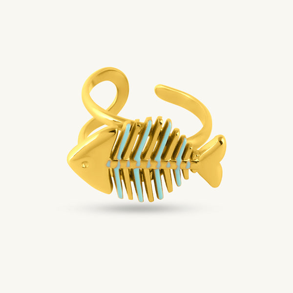 Aqua Fishbone Open Ring - Image 1