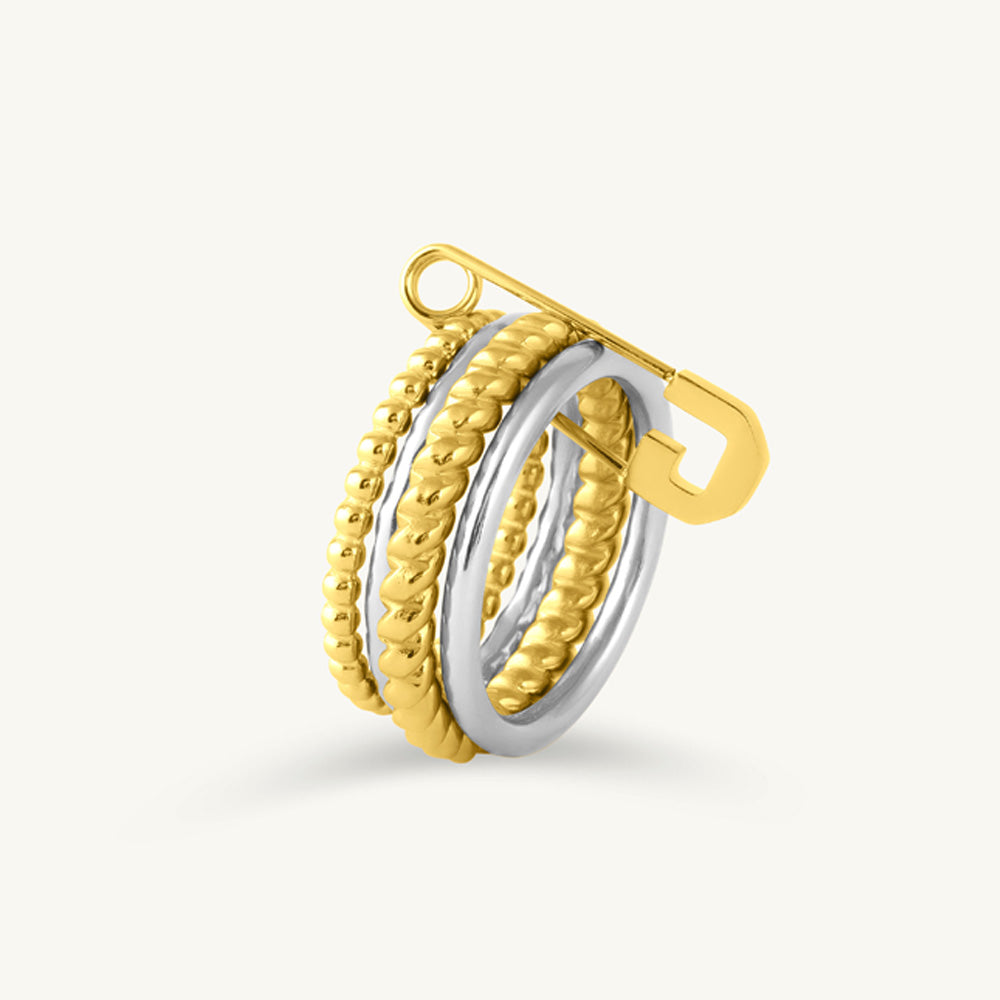 Dual-Tone Safety Pin Accent Stack Ring - view 2