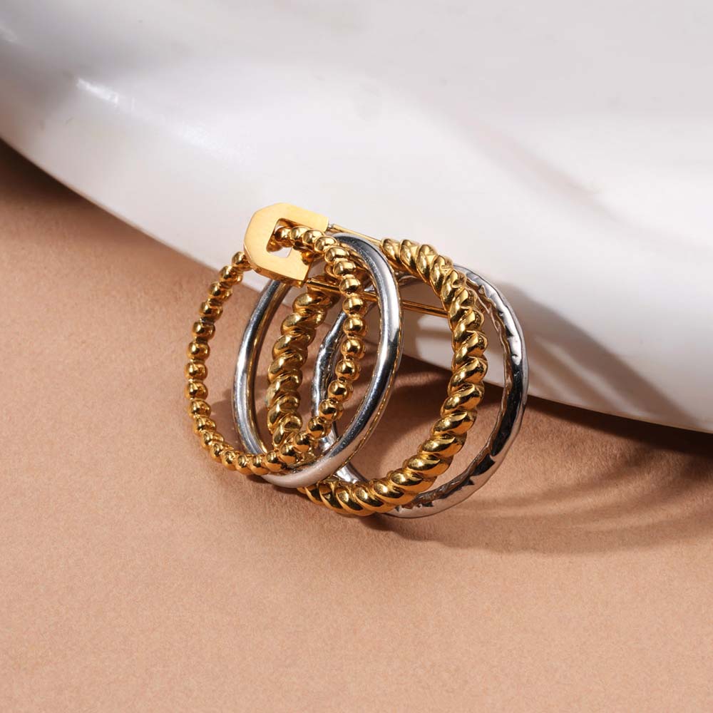 Dual-Tone Safety Pin Accent Stack Ring - view 4