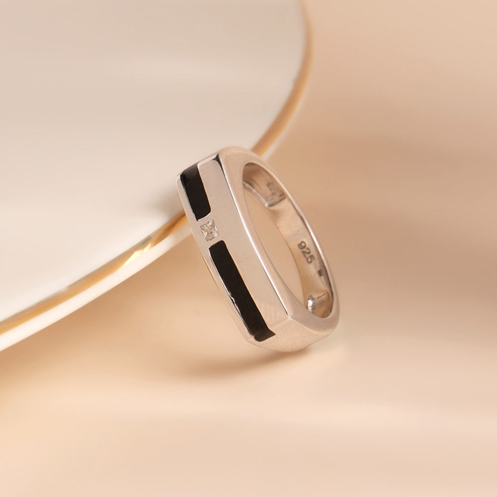 Duality 925 Silver Unisex Band Ring - view 6