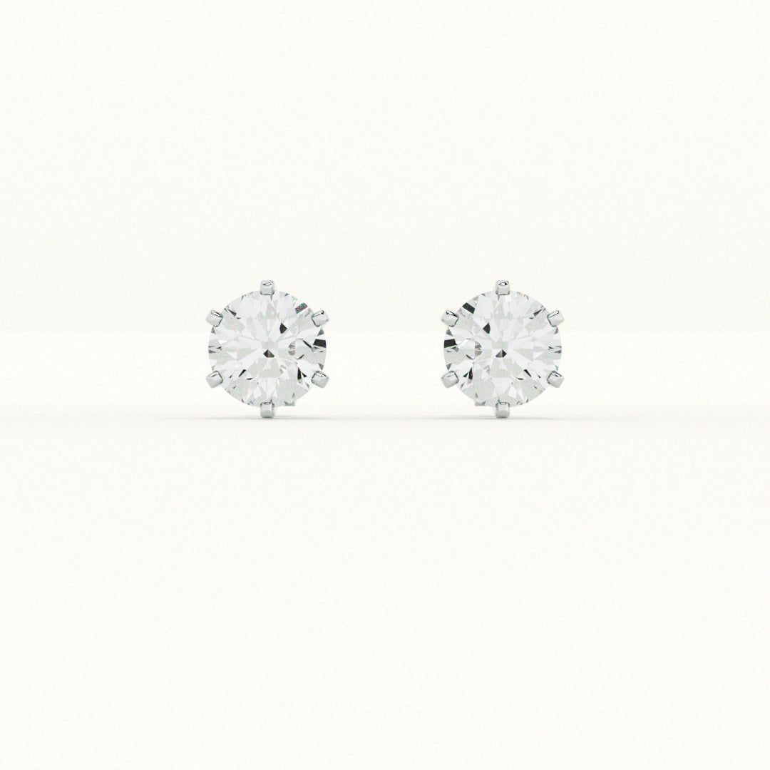 Six-Prong Solitaire 925 Sterling Silver Studs