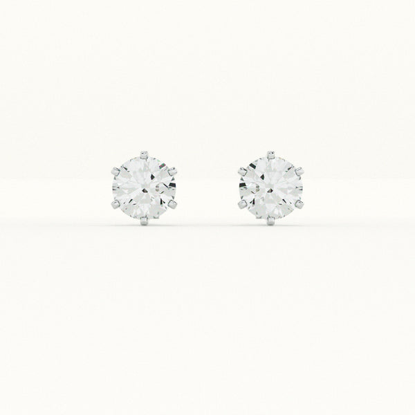 Six-Prong Solitaire 925 Sterling Silver Studs - Image 1
