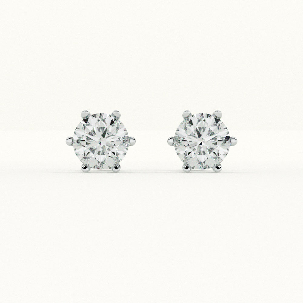 Hexa Halo Diamond 925 Sterling Silver Studs