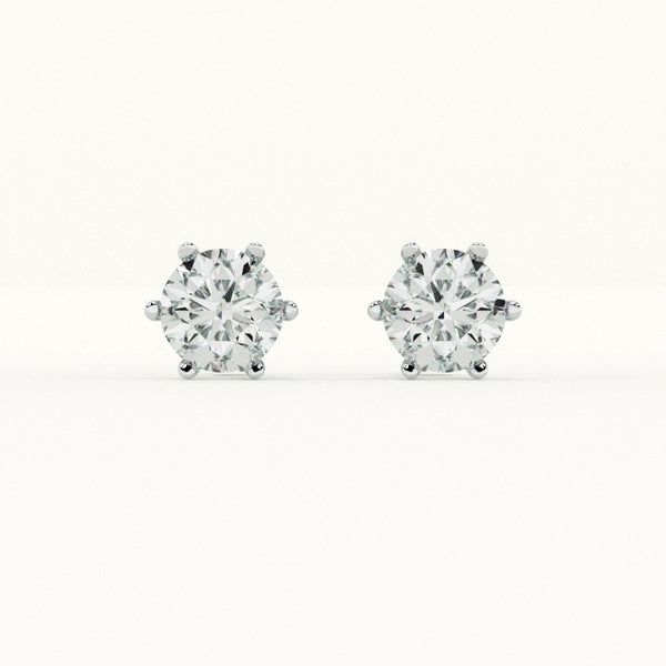 Hexa Halo Diamond 925 Sterling Silver Studs - Image 1