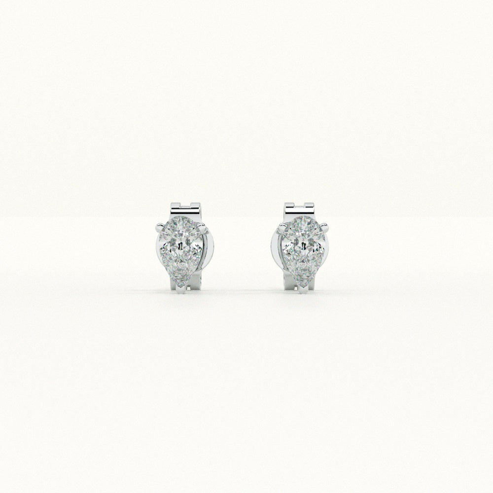 Pear-Shaped Diamond 925 Sterling Silver Studs