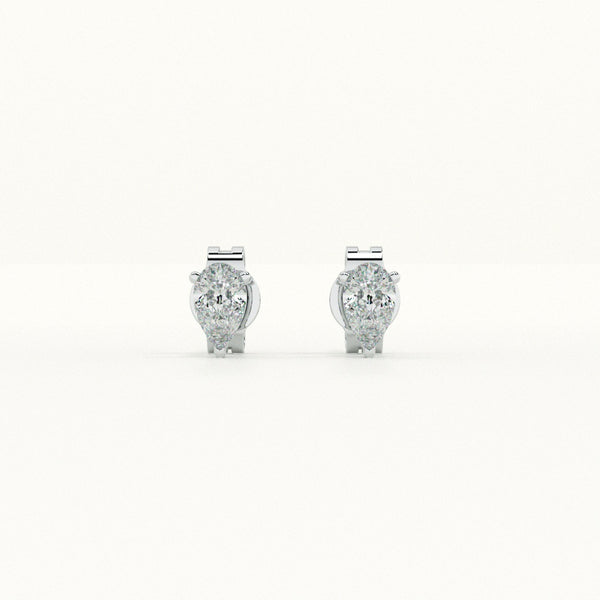 Pear-Shaped Diamond 925 Sterling Silver Studs - Image 1
