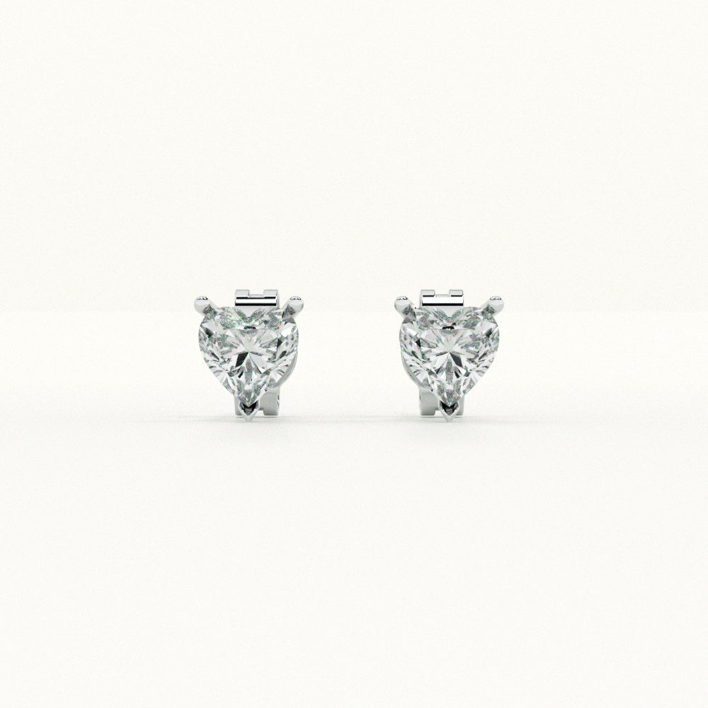 Heart-Shaped Diamond 925 Sterling Silver Studs