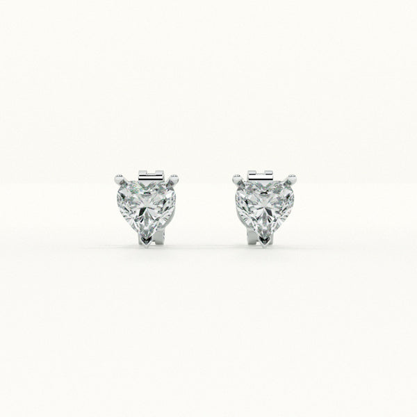 Heart-Shaped Diamond 925 Sterling Silver Studs - Image 1