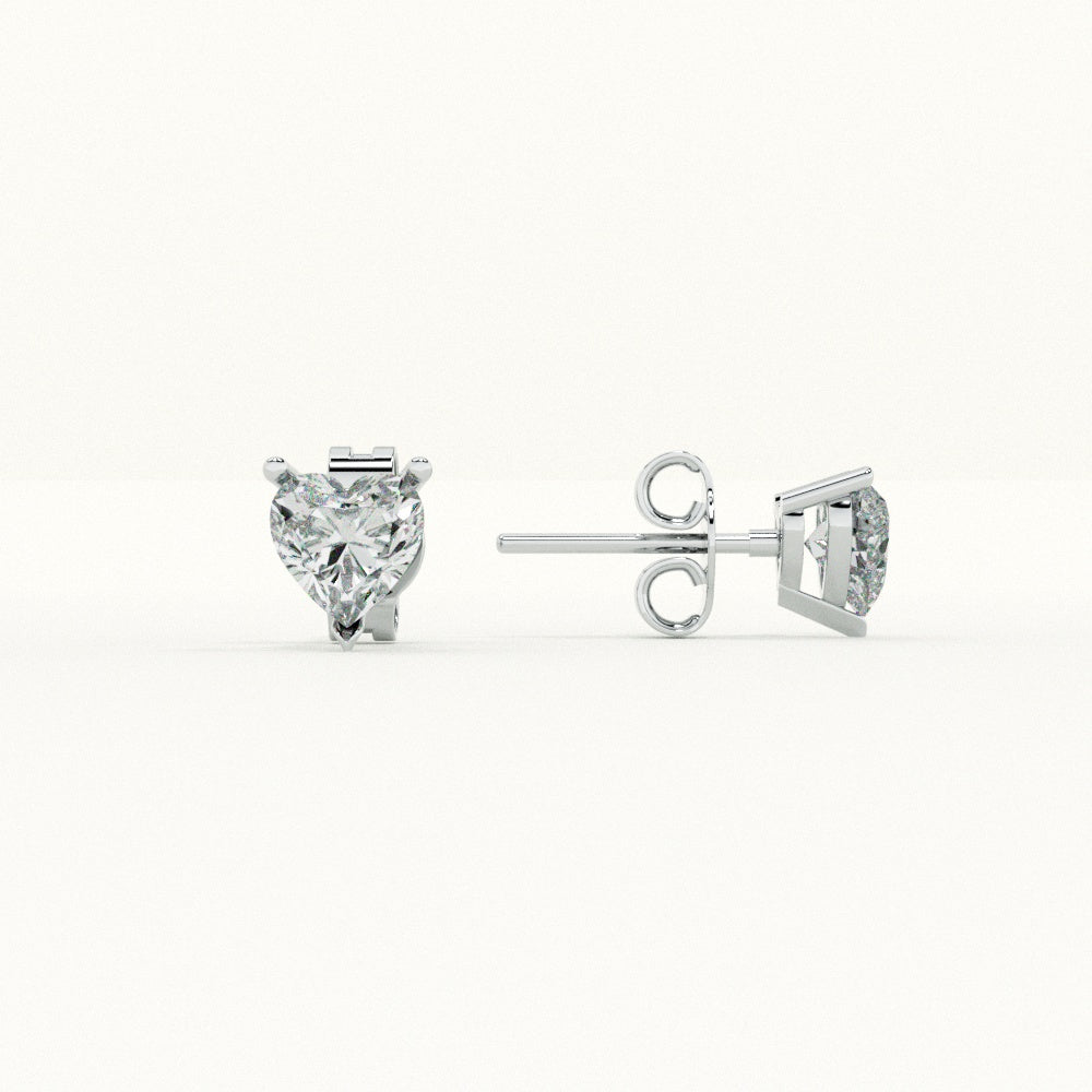 Heart-Shaped Diamond 925 Sterling Silver Studs - view 3