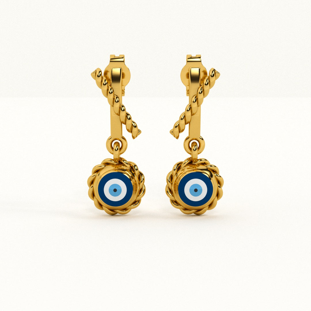 Evil Eye Rope 925 Sterling Silver Earrings