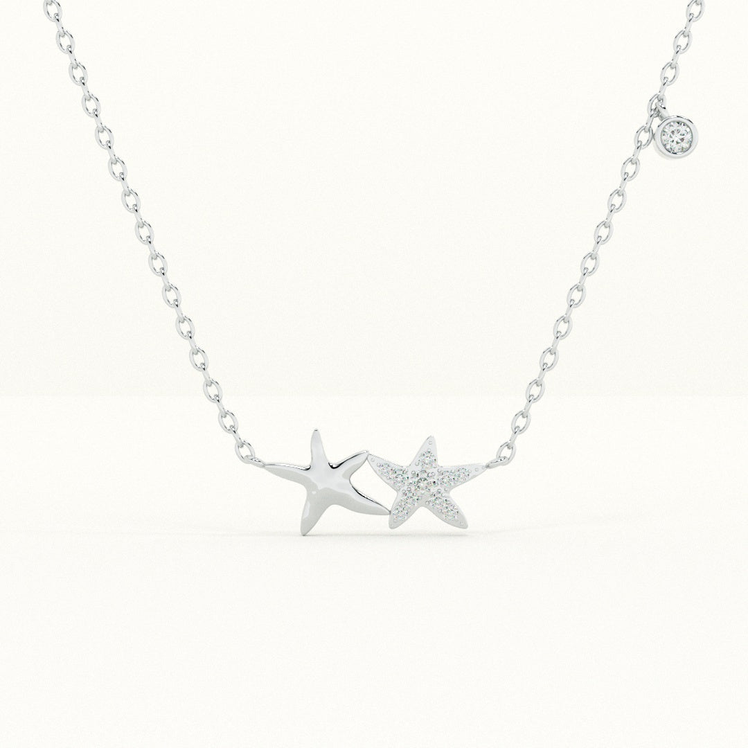 Silver Star Necklace With Pave Accents
