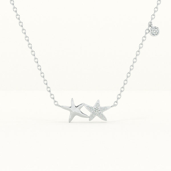 Silver Star Necklace with Pave Accents