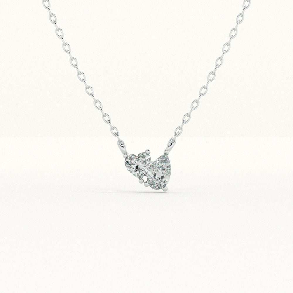 Twin Heart 925 Sterling Silver Necklace - view 2