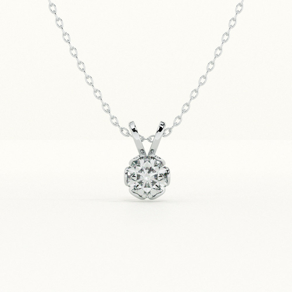 Floral Halo Diamond 925 Sterling Silver Necklace - view 2