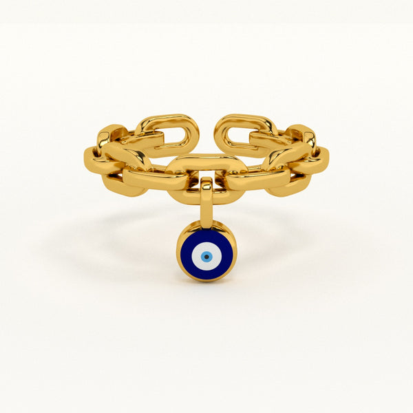 Evil Eye Charm 925 Sterling Silver Ring - Image 1