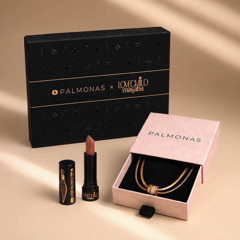 Palmonas Gilded Rings Layered Necklace X LoveChild By Masaba Bare Browns Luxe Matte Lipstick