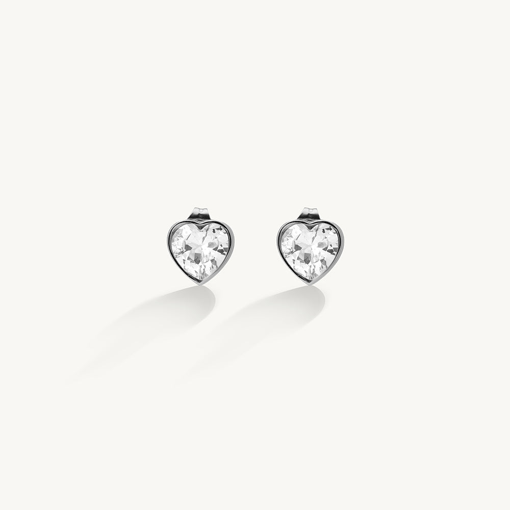 Minimal Heart Crystal Stud Earrings