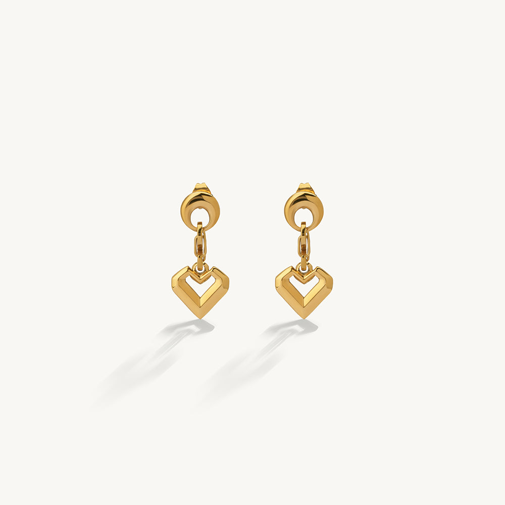 Heart Padlock Drop Earrings