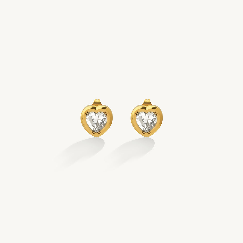 Chic Crystal Heart Stud Earrings