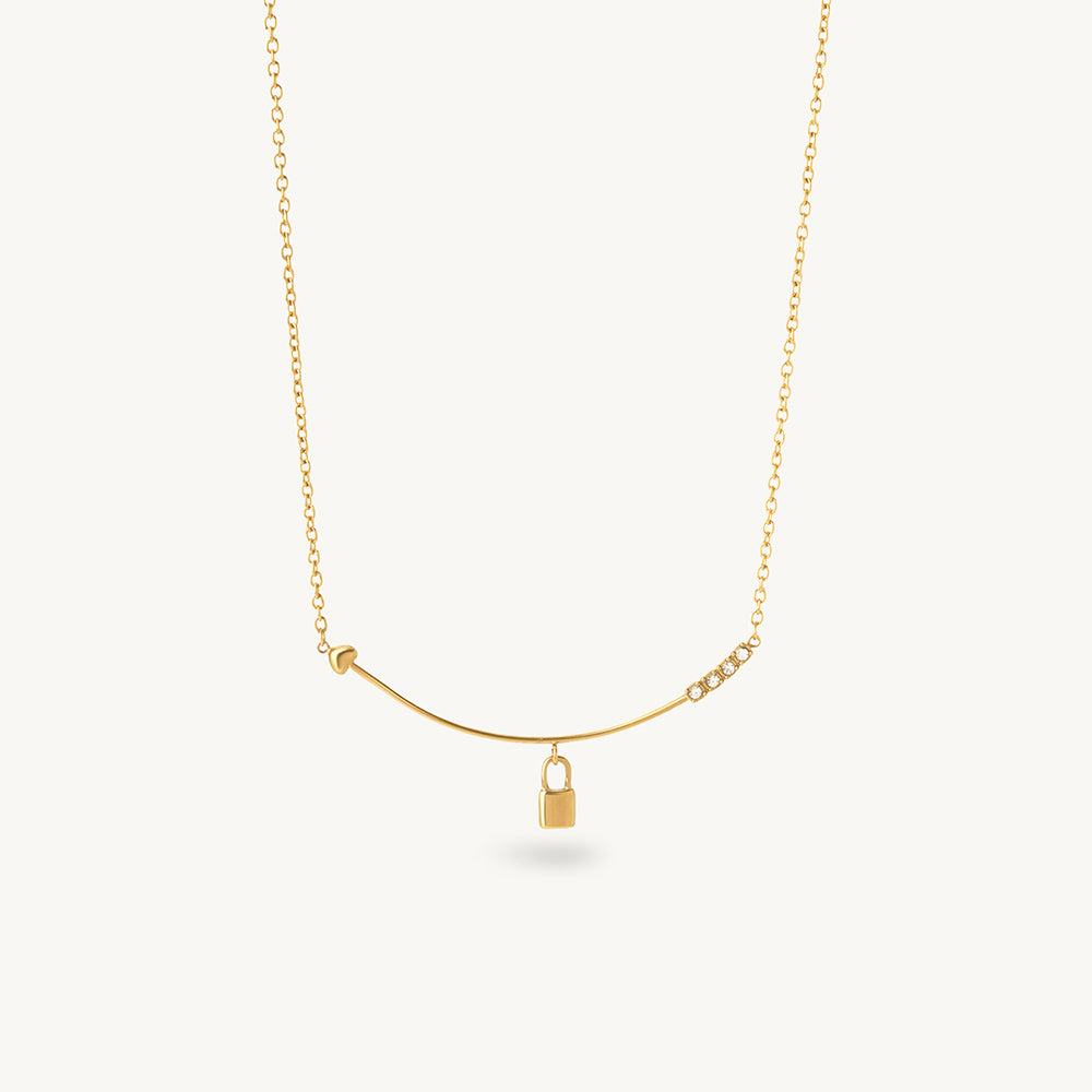 Lock Charm Bar Necklace