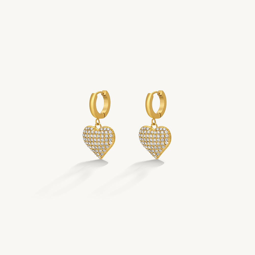 Sparkling Heart Drop Earrings