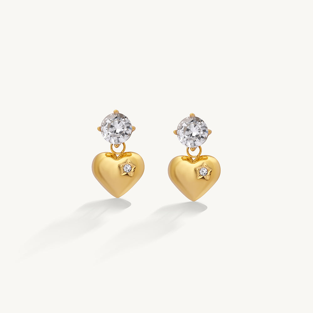 Beloved Heart Stone Drop Earrings