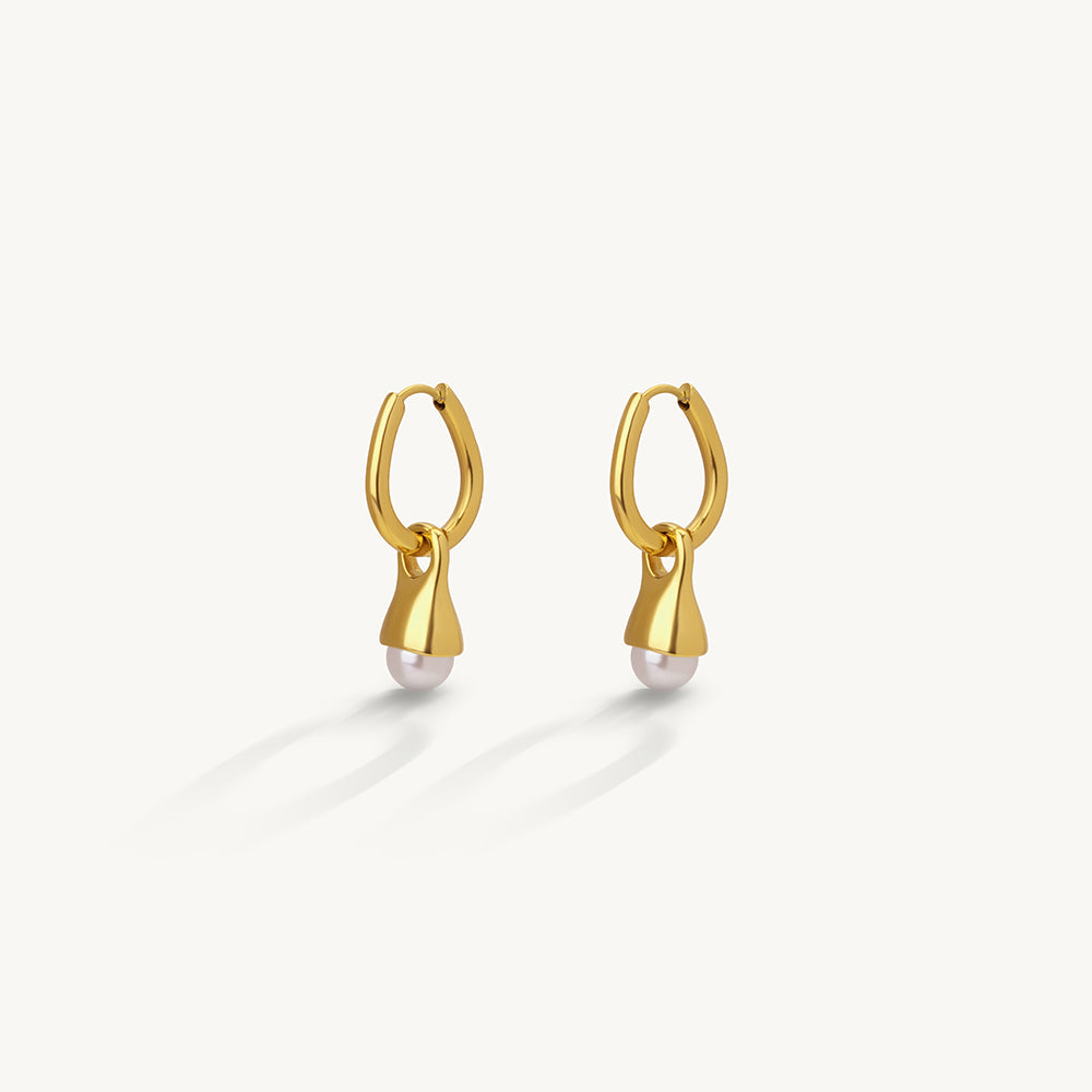 Classic Pearl Drop Hoop Earrings