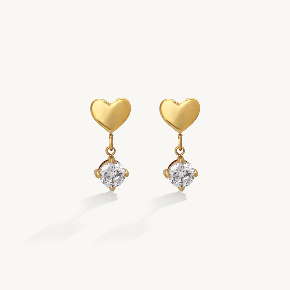 Elegant Heart Crystal Charm Earrings