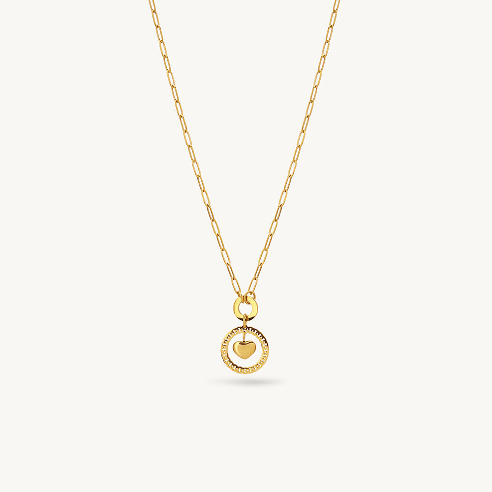 Halo Orbit Heart Drop Pendant Necklace